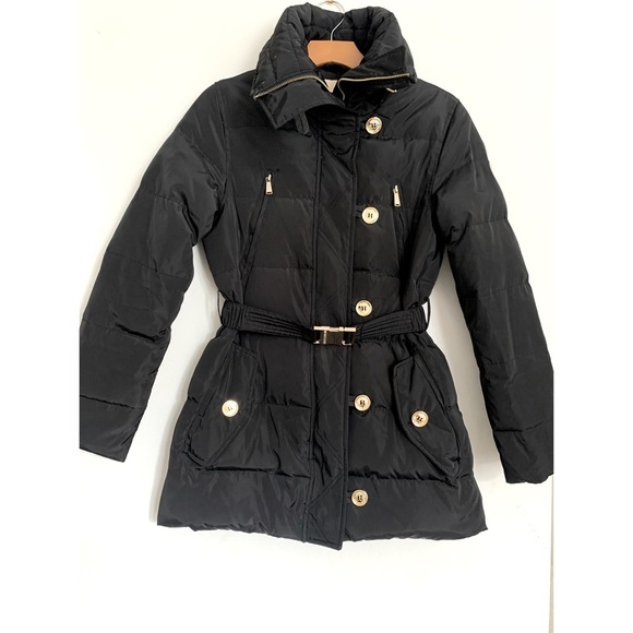 Michael Kors Puffer Parker Jacket Women Sz XS Black Down Fill High Neck Snow Ski - Picture 3 of 11